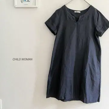 CHILD WOMAN 키넥 린넨 원피스 네이비 0131