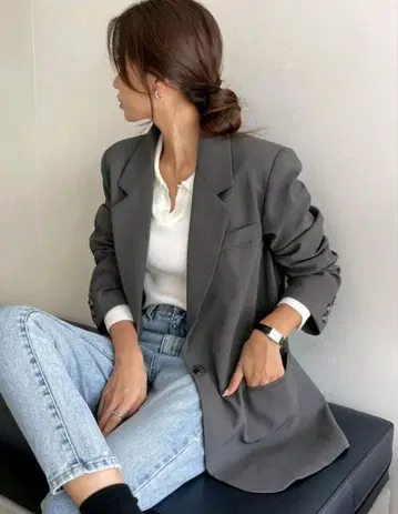 다크 그레이 테일러드 자켓 SHEIN M 사이즈