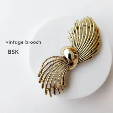 BSK 앤티크 브로치 골드 컬러 깃털 디자인 빈티지 브로치