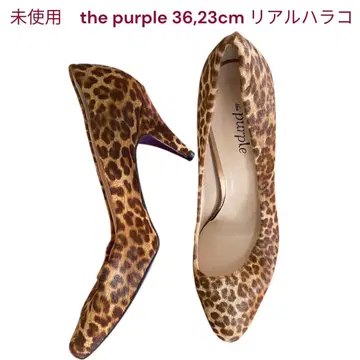 미사용 the purple 리얼 송치 레오파드 무늬 펌프스