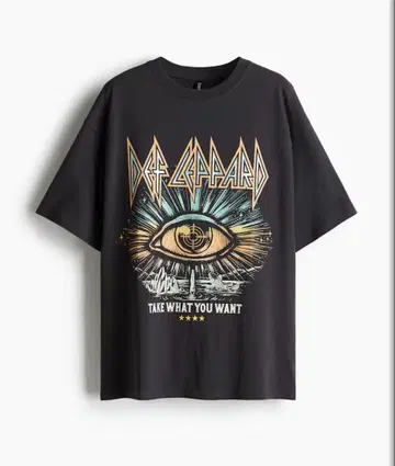H&M 오버 사이즈 프린트 티셔츠 M 사이즈 Def Leppard