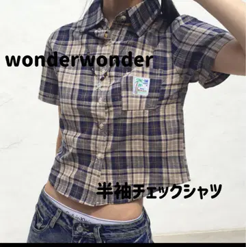 wonderwonder 반팔 체크 셔츠