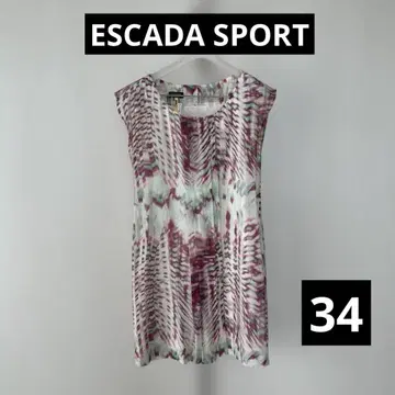ESCADA SPORT 무릎 기장 슬리브리스 원피스 실크 실크 혼방 34