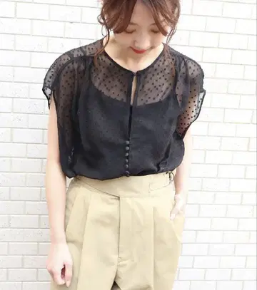 NOBLE spick&span 2WAY 도트 시어 쉬폰 블라우스
