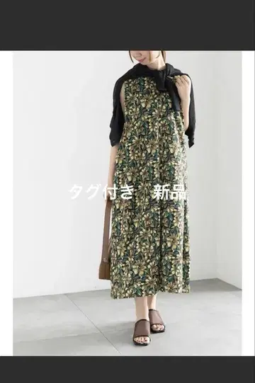 플라워 프린트 슬리브리스 롱 원피스