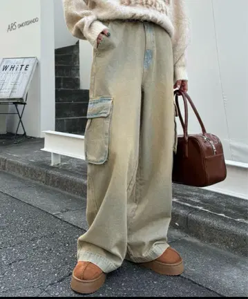 CIAOPANIC TYPY 와이드 데님 카고 팬츠 베이지 M 미사용