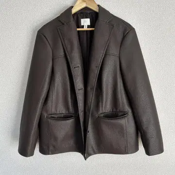 브라운 H&M 가죽 싱글 브레스트 자켓 M