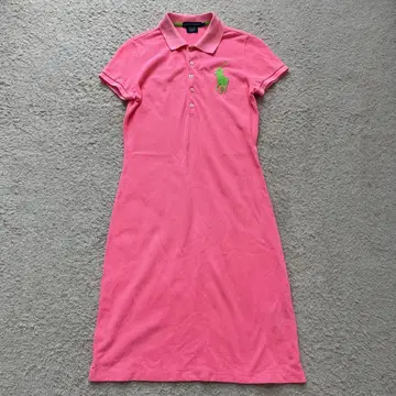 랄프 로렌 피케 셔츠 원피스 반팔 핑크
