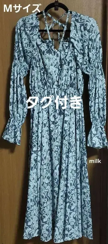택 포함 rienda 드로우 스트링 V 넥 플레어 원피스 M 사이즈