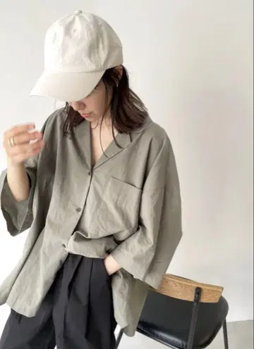 CANALJEAN via j 코튼 오픈 카라 셔츠