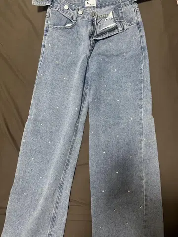 K's 비즈 장식 와이드 레그 데님 팬츠
