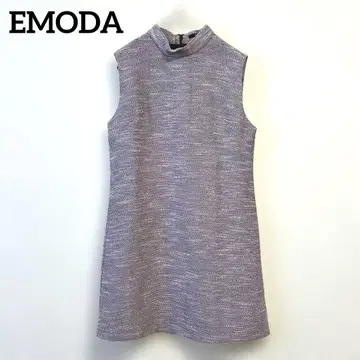 EMODA 에모다 슬리브리스 미니 원피스 트위드 핑크 블랙 한국제