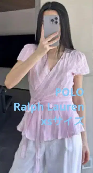 POLO 폴로 랄프 로렌 스트라이프 린넨 배색 셔츠 핑크 화이트 린넨