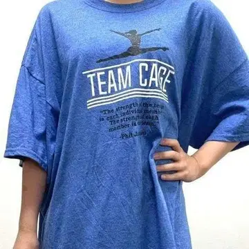 길단 티셔츠 TEAM CAGE 블루 파랑 2XL 올드 구제 의류