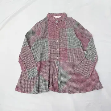Cotton House Aya 일본제 긴팔 셔츠 블라우스 체크 무늬