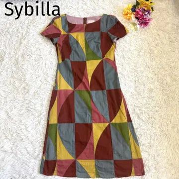 Sybilla 롱 원피스 패치워크 멀티 컬러 A 라인