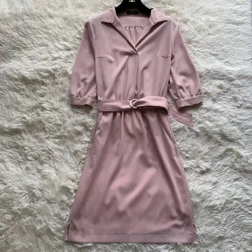 JUSGLITTY 벨트 셔츠 원피스 핑크 M