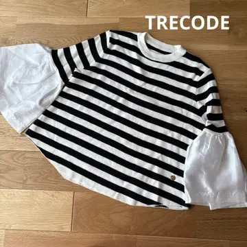 TRECODE 화이트 블랙 스트라이프 오분 소매
