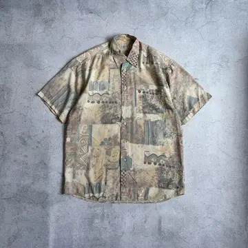 1990년대 럭셔리 레이온 아트 패턴 셔츠