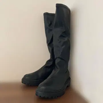 통굽 블랙 롱 부츠