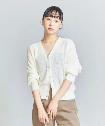 BEAUTY&YOUTH 메쉬 V넥 가디건