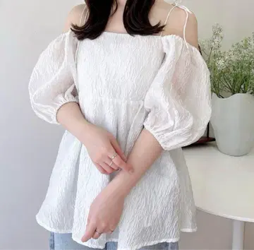 2Way 오프숄더 시어 자카드 블라우스 INGNI 미사용 새상품 택 포함
