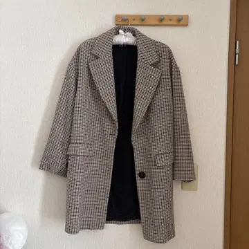 자라 체크 무늬 체스터 코트