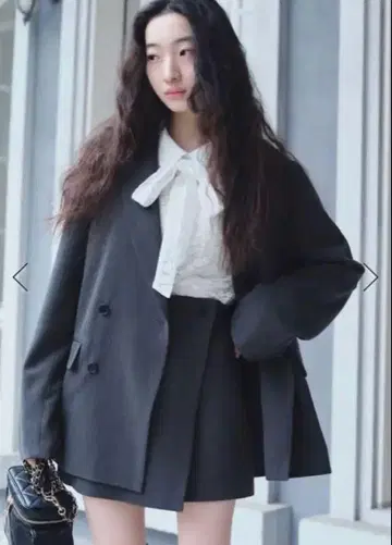 헤더 랩 디자인 미니 스커트 스커트 차콜 그레이 셋업