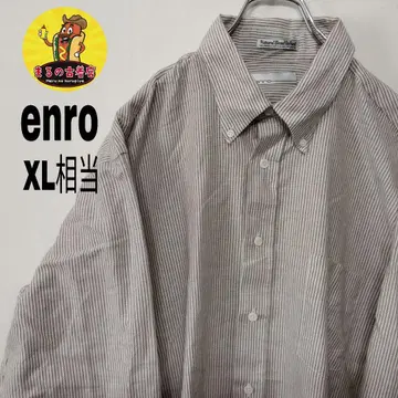 usa 구제 의류 enro 긴팔 버튼 셔츠 XL 상당 브라운 화이트