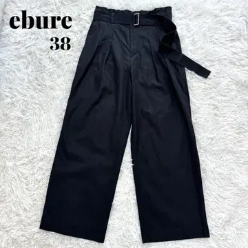 ebure 비스코스 트윌 하이 웨스트 벨트 팬츠 와이드 팬츠 블랙 M