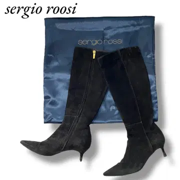sergio rossi 블랙 롱 부츠 보관 가방 힐 가죽