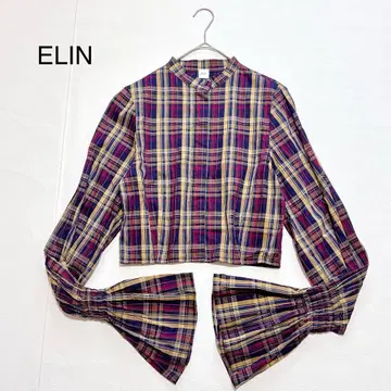 ELIN 에린 체크 블라우스 벨 슬리브 36