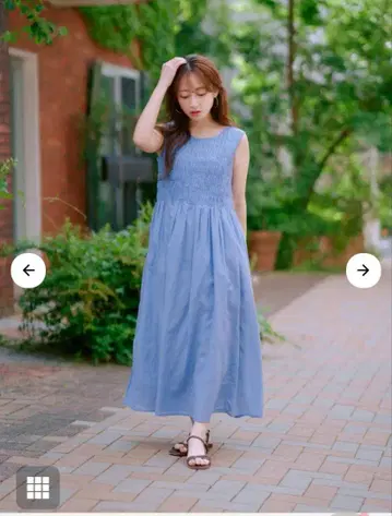 COHINA 시어 보일 셔링 원피스