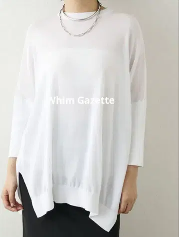 Whim Gazette 스퀘어 텐지쿠 풀오 소매 니트 화이트