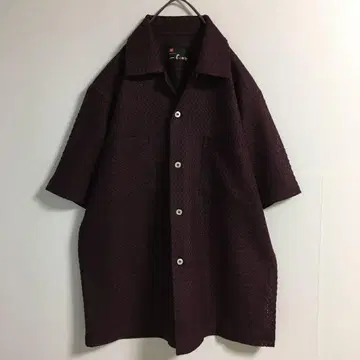 레어 구제 의류 메쉬 오픈 카라 셔츠 다크 퍼플 진한 보라색 쉘 버튼