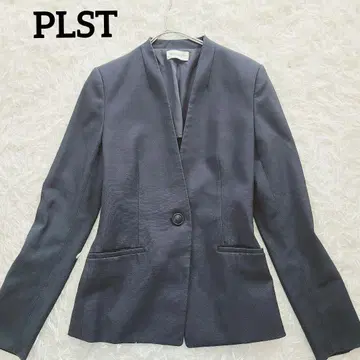플라스테 세탁 가능한 린넨 블렌드 스트레치 노카라 자켓 컬러리스 백 오픈