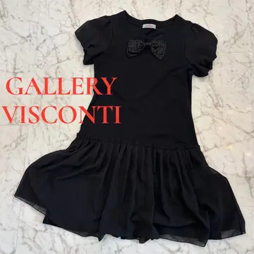 GALLERY VISCONTI 블랙 리본 퍼프 소매 원피스