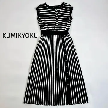 KUMIKYOKU 쿠미쿄쿠 프렌치 슬리브 롱 원피스 2 M 네이비