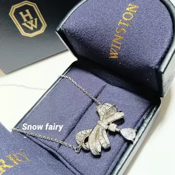 보드롭 목걸이 리본 목걸이 인공 다이아몬드
