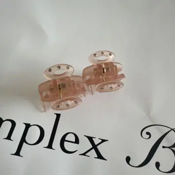 콤플렉스 비즈 스톤이 달린 핑크 헤어 클립 2개 세트