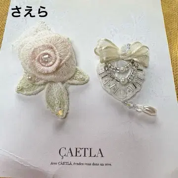 사에라 CAETLA 미사용품 참 장미와 리본 마그넷 브로치