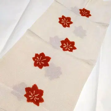 순수 실크 오비 장식 천, 링 장식, 화이트, 레드