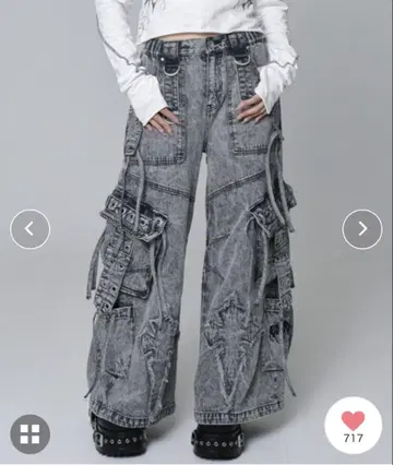 REFLEM 와이드 데님 카고 팬츠