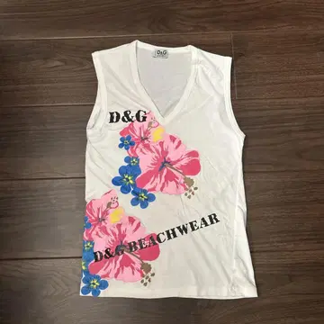 D&G 플라워 프린트 슬리브리스 티셔츠