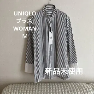 유니클로 플러스 j 수피마 코튼 스탠드 카라 스트라이프 셔츠