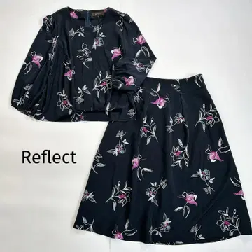 Reflect 꽃무늬 블라우스 스커트 셋업 네이비 9와 7