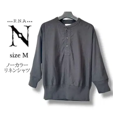 RNA-N 블랙 노카라 린넨 셔츠 7부 소매 풀오버 타입 M