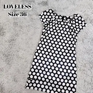 LOVELESS 무릎 기장 원피스 도트 올 패턴 프렌치 슬리브