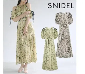SNIDEL 2WAY 볼륨 슬리브 프린트 원피스