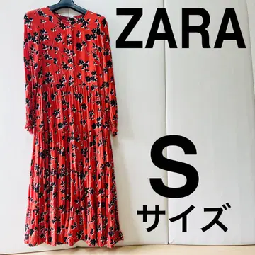 자라 ZARA 꽃무늬 롱 원피스 S 사이즈 빨간색 레드 플레어 원피스